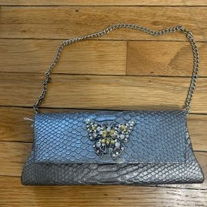 Vintage silver butterfly chain purse